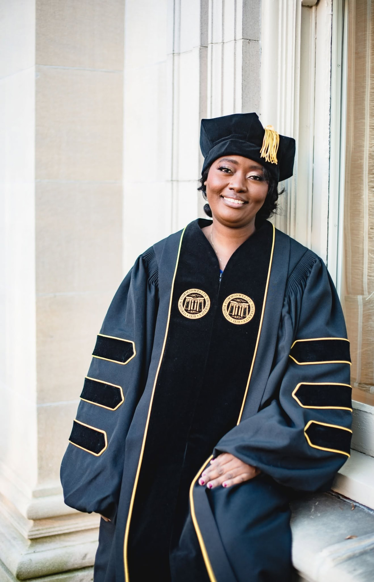 Dr Sombo Muzata wearing her doctoral graduation regalia